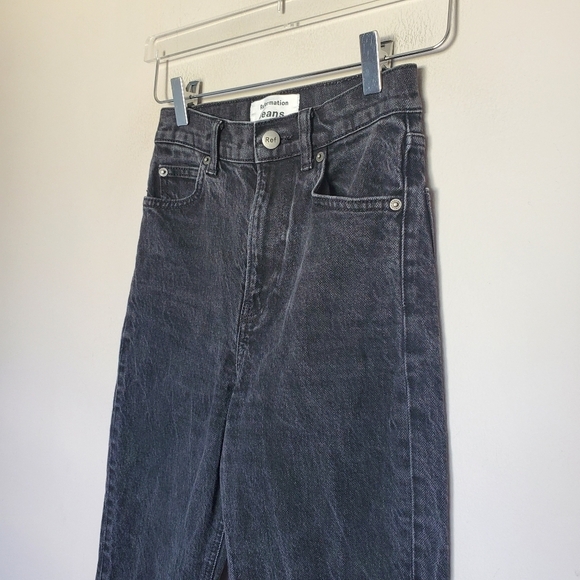 Reformation High Rise Slim Straight Leg Faded Black Organic Cotton Jeans 24 - Picture 6 of 13